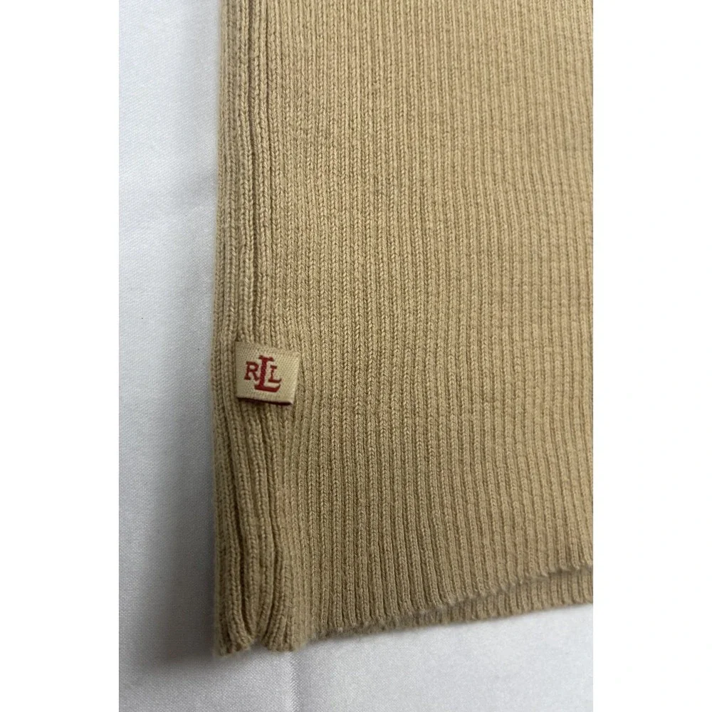 LAUREN RALPH LAUREN PETITE P/M RIB KNIT SLEEVELESS LACE UP SWEETER BEIGE COTTON